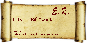 Elbert Róbert névjegykártya